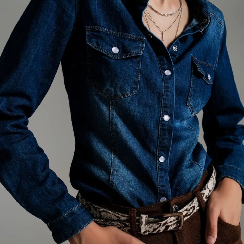 NWT Q2 Dark Denim Shirt